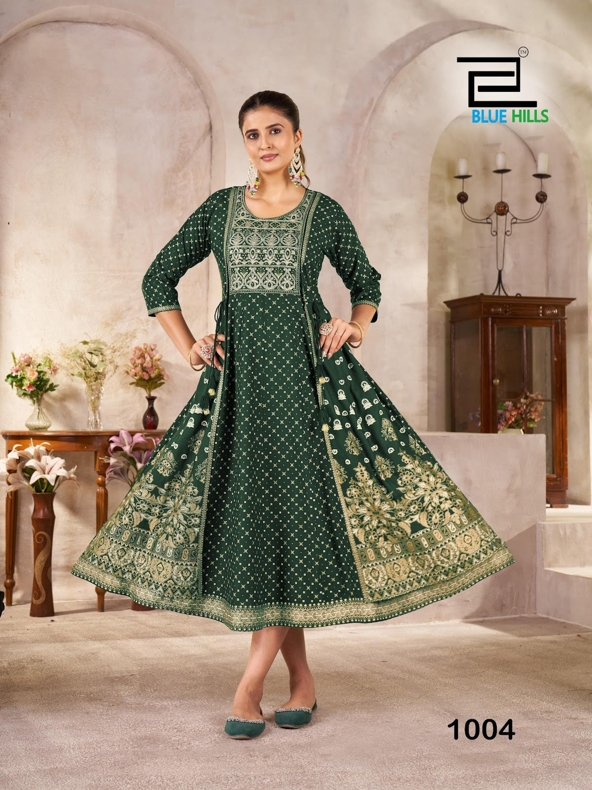 Munch Blue Hills Rayon 14Kg Anarkali Kurtis Wholesale Rate