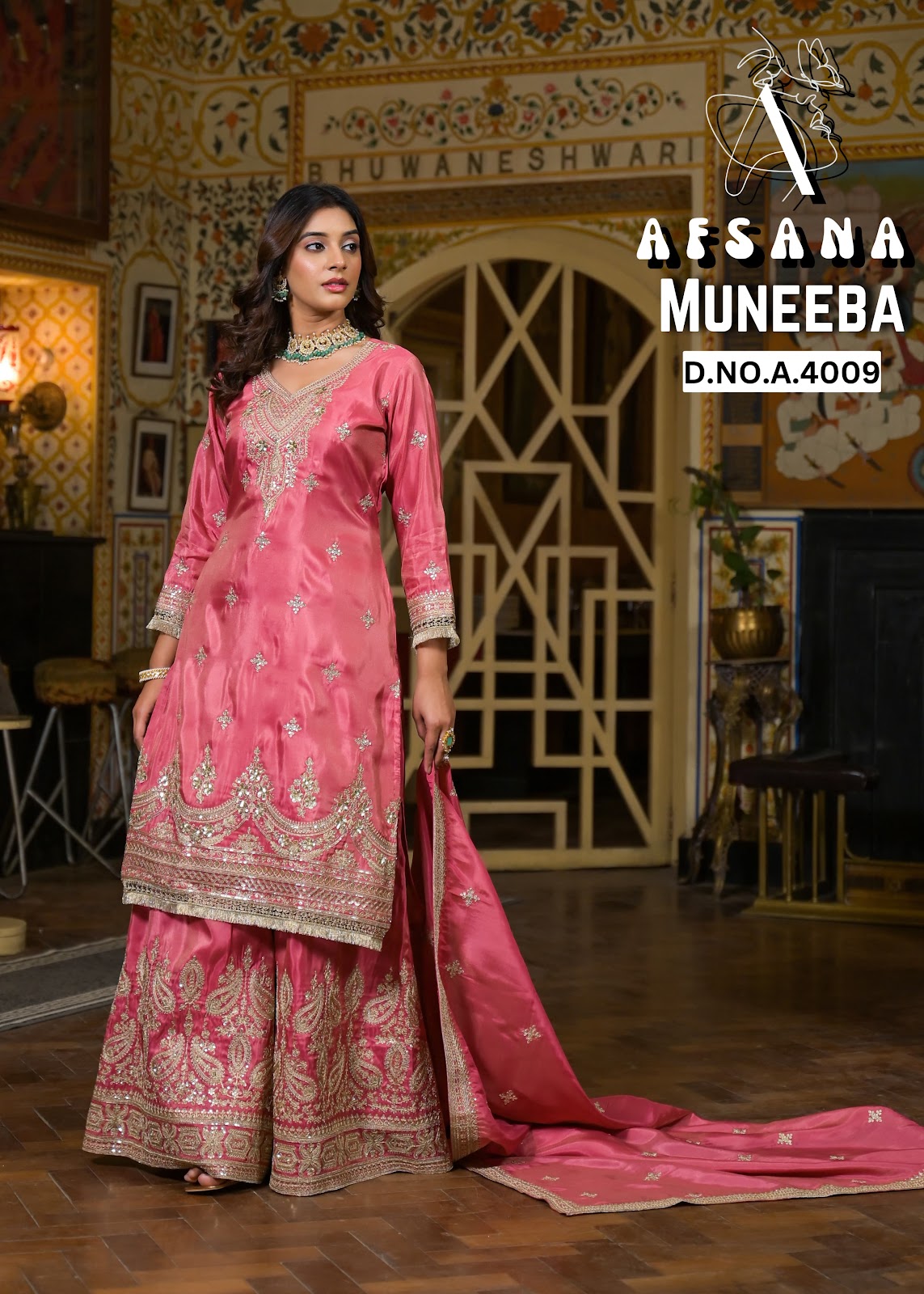 Muneeba Afsana Cosmos Readymade Plazzo Style Suits Supplier India
