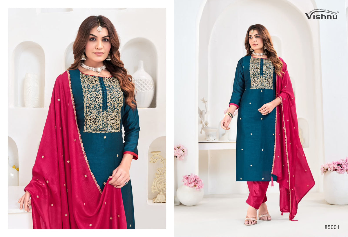 Munira Vishnu Impex Vichitra Silk Pant Style Suits Exporter India