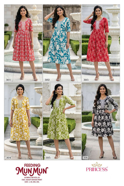 Munmun Princess Creation Heavy Rayon Feeding Kurtis Exporter