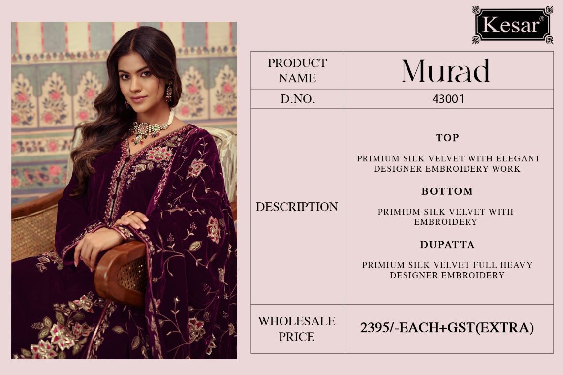 murad kesar velvet suits exporter india