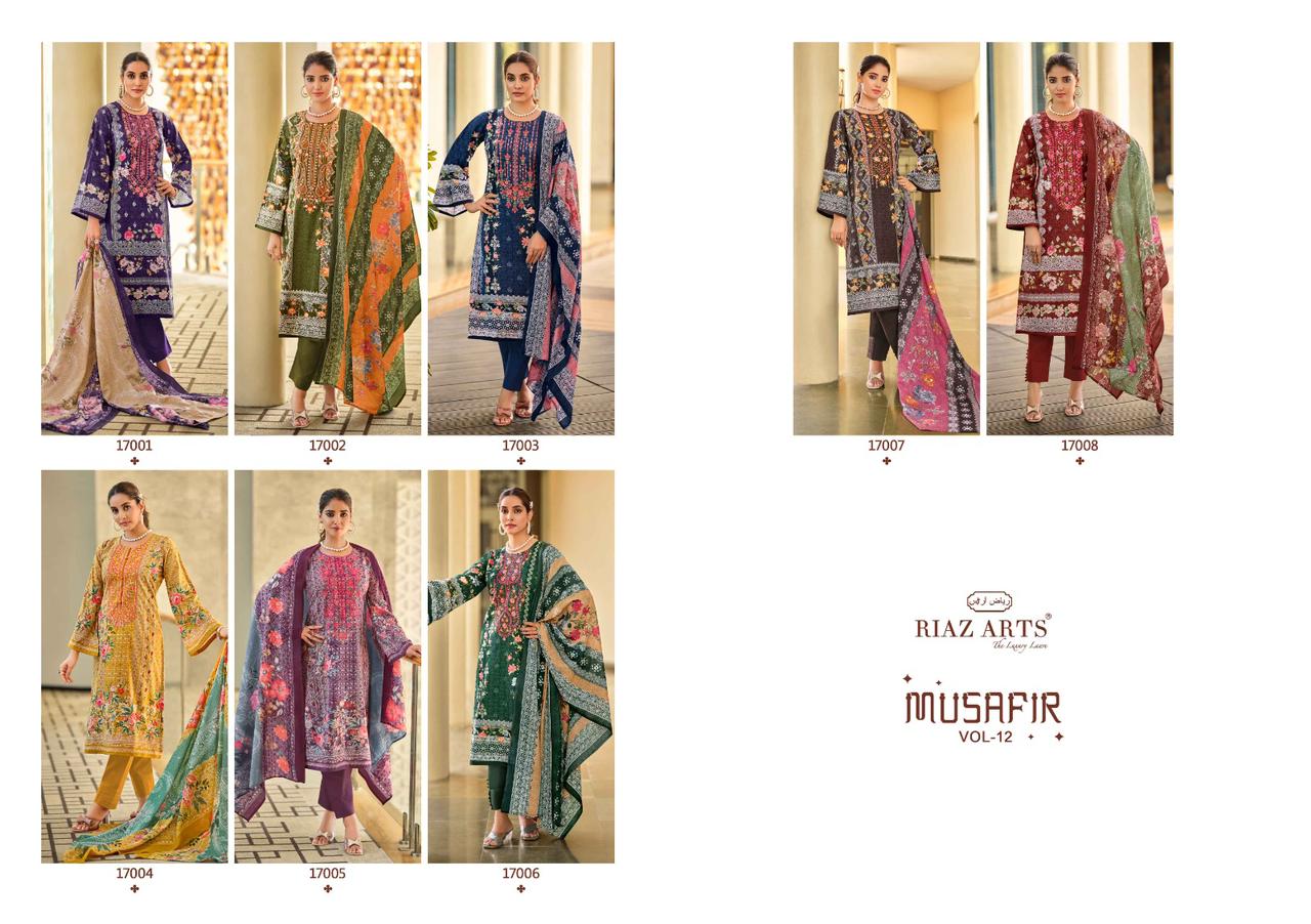 Musafir Vol 12 Riaz Art Lawn Karachi Salwar Suits Supplier India