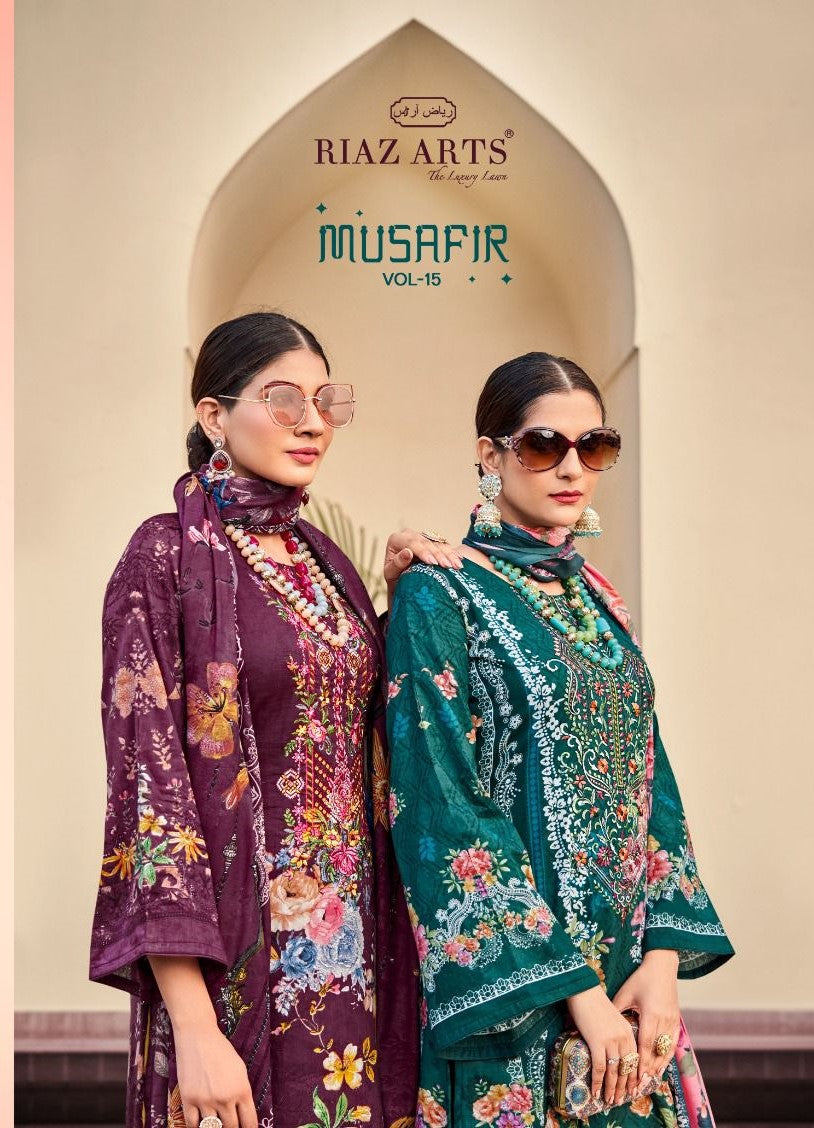Musafir Vol 15 Riaz Art Lawn Karachi Salwar Suits Supplier India