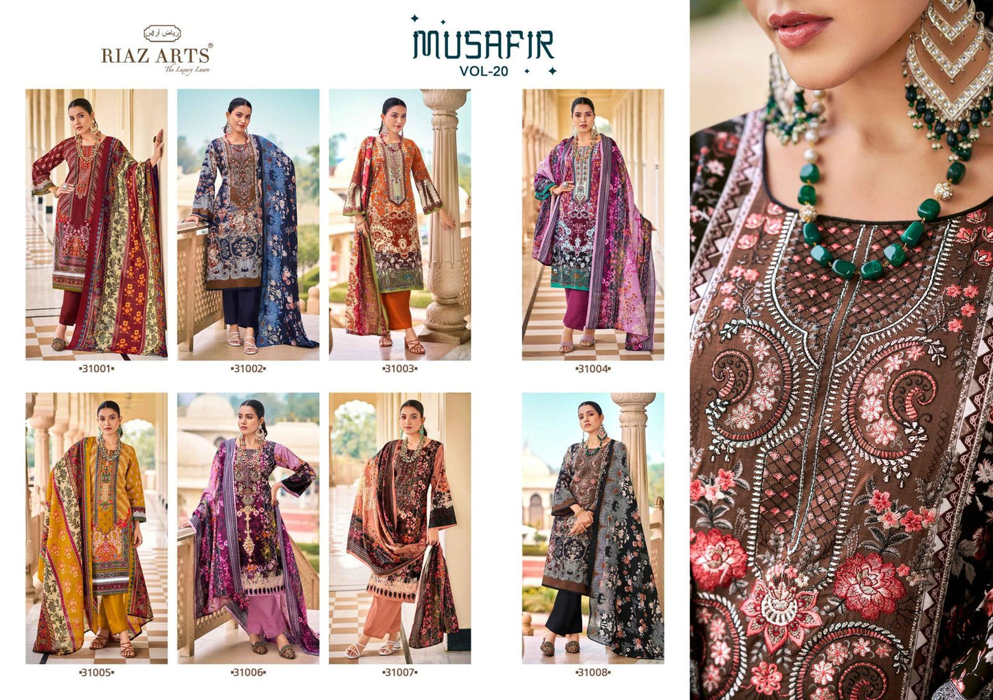 Musafir Vol 20 Riaz Art Lawn Karachi Salwar Suits Wholesale Price