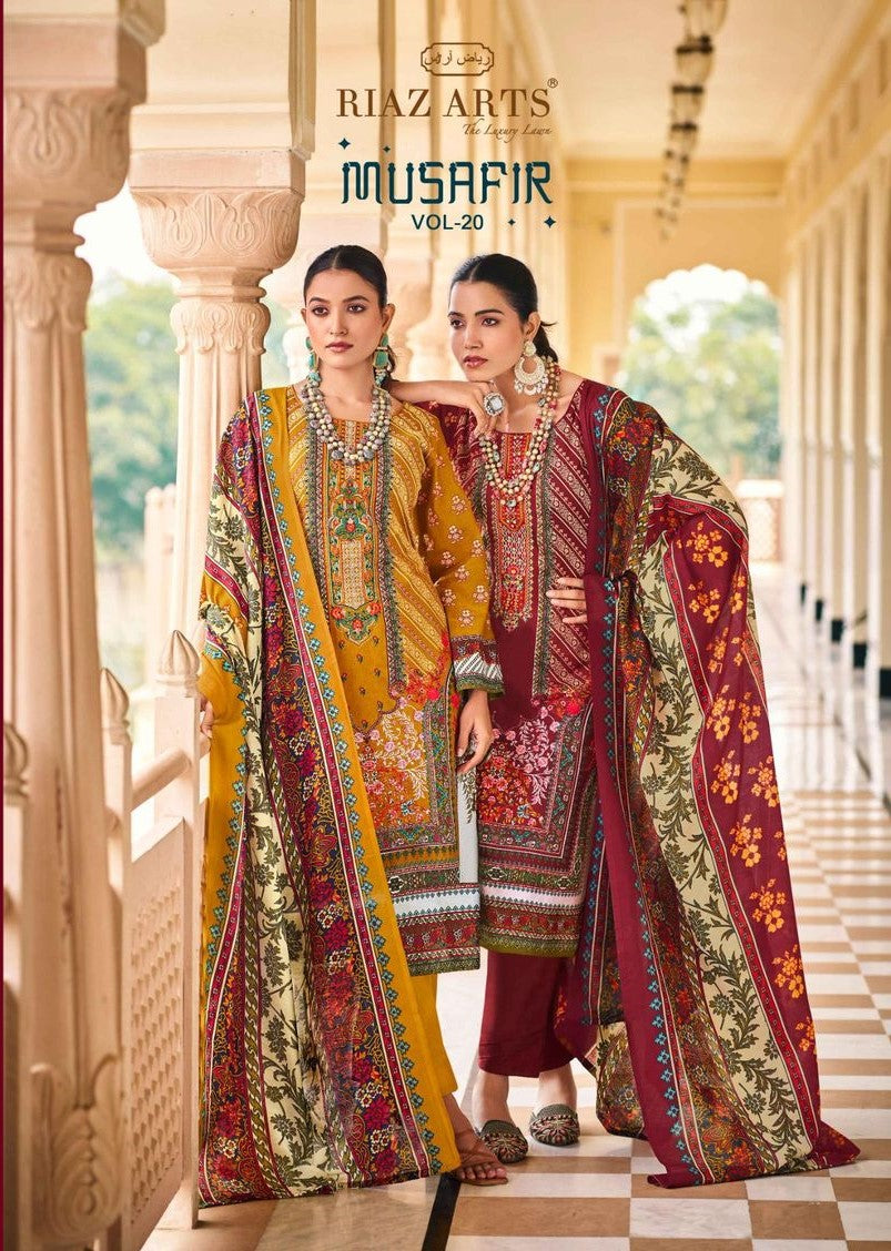 Musafir Vol 20 Riaz Art Lawn Karachi Salwar Suits Wholesale Price