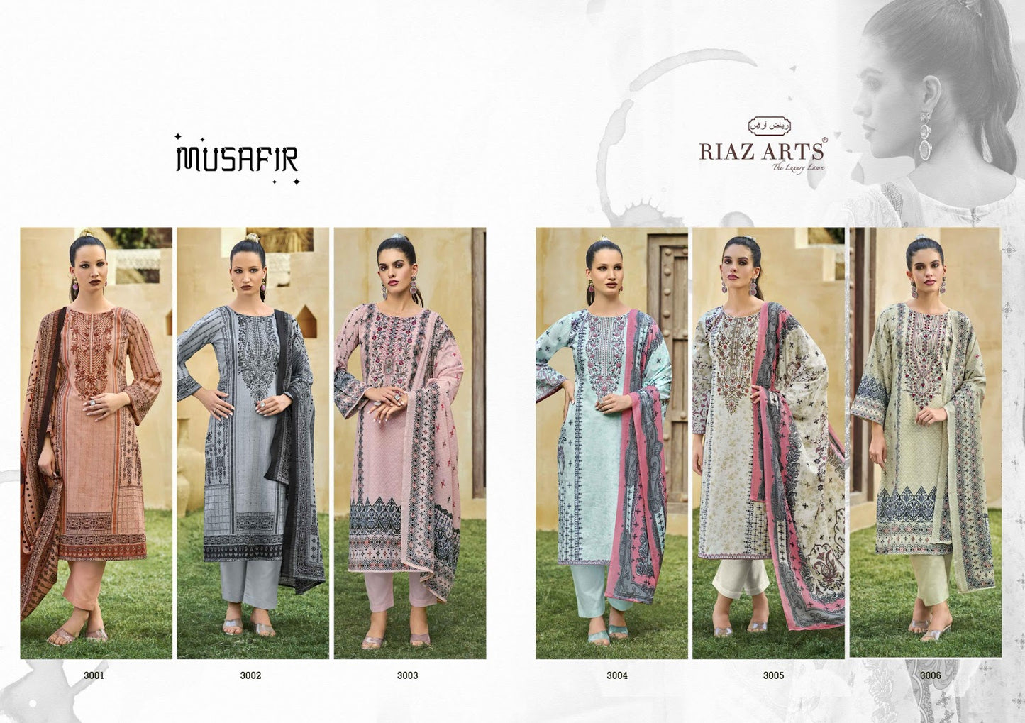 Musafir Vol 25 Riaz Art Lawn Karachi Salwar Suits Supplier Ahmedabad