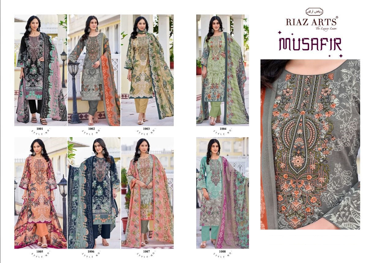 Musafir Vol 26 Riaz Art Pure Lawn Karachi Salwar Suits Exporter Ahmedabad