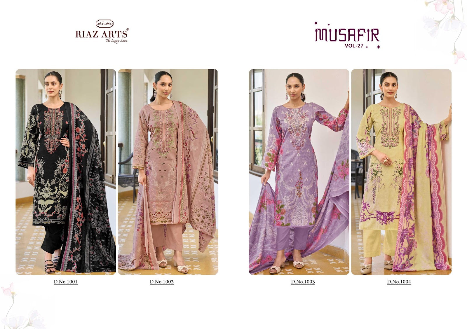 Musafir Vol 27 Riaz Art Pure Cotton Karachi Salwar Suits Supplier Gujarat