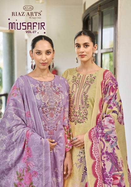 Musafir Vol 27 Riaz Art Pure Cotton Karachi Salwar Suits Supplier Gujarat