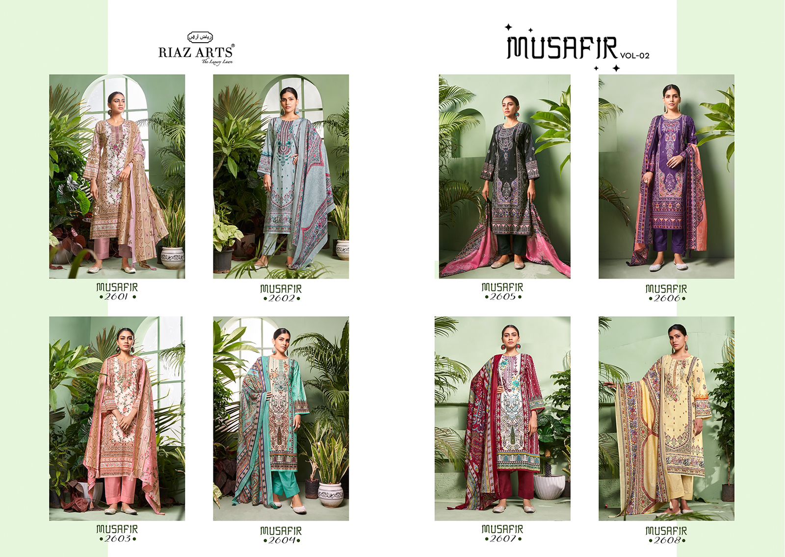 Musafir Vol 2 Riaz Art Cambric Lawn Karachi Salwar Suits