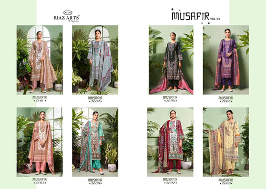 Musafir Vol 2 Riaz Art Cambric Lawn Karachi Salwar Suits