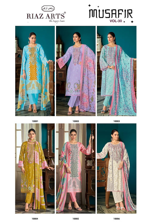 Musafir Vol 30 Riaz Art Cotton Karachi Salwar Suits Wholesale Rate