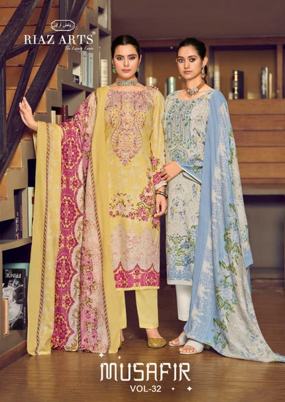 Musafir Vol 32 Riaz Art Cotton Cambric Karachi Salwar Suits Wholesale Price