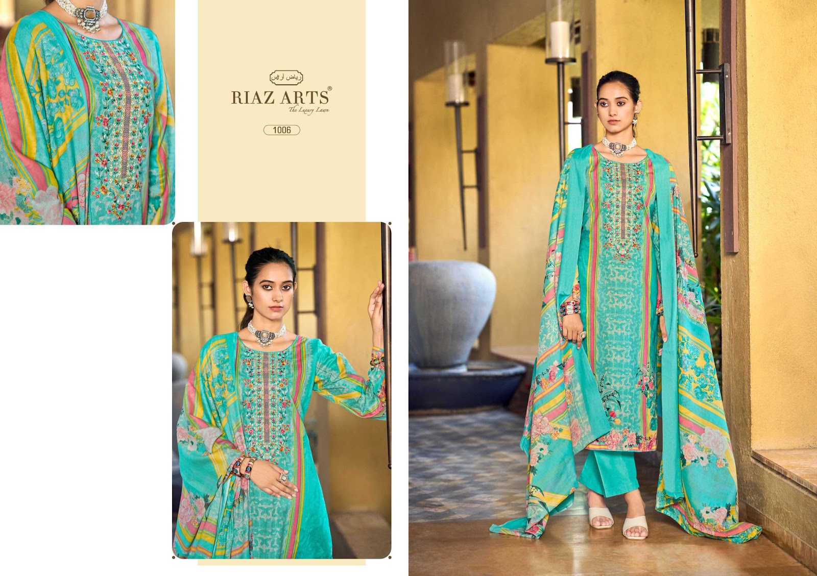 Musafir Vol 33 Riaz Art Cotton Cambric Karachi Salwar Suits Exporter Ahmedabad