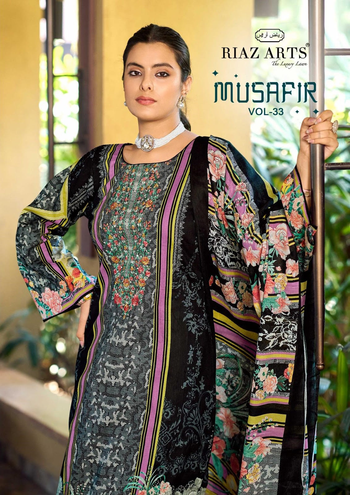 Musafir Vol 33 Riaz Art Cotton Cambric Karachi Salwar Suits Exporter Ahmedabad