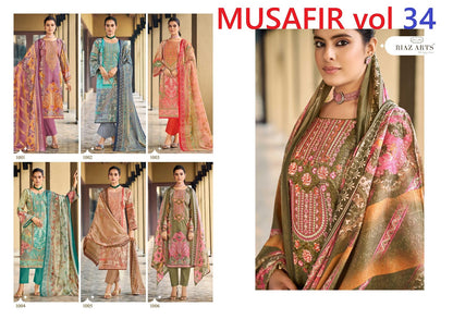 Musafir Vol 34 Riaz Art Cotton Cambric Karachi Salwar Suits Manufacturer Gujarat