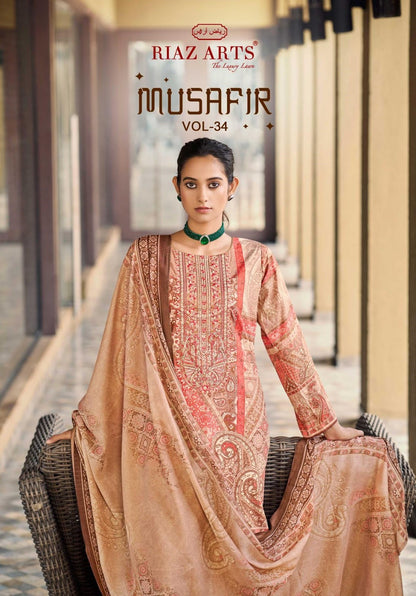 Musafir Vol 34 Riaz Art Cotton Cambric Karachi Salwar Suits Manufacturer Gujarat