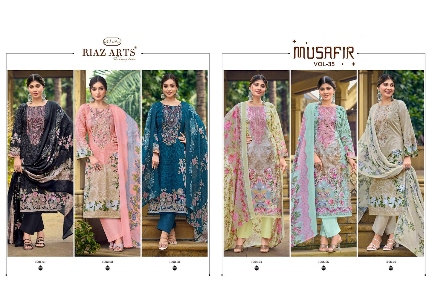 Musafir Vol 35 Riaz Art Cambric Lawn Karachi Salwar Suits Wholesaler Gujarat