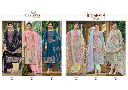 Musafir Vol 35 Riaz Art Cambric Lawn Karachi Salwar Suits Wholesaler Gujarat