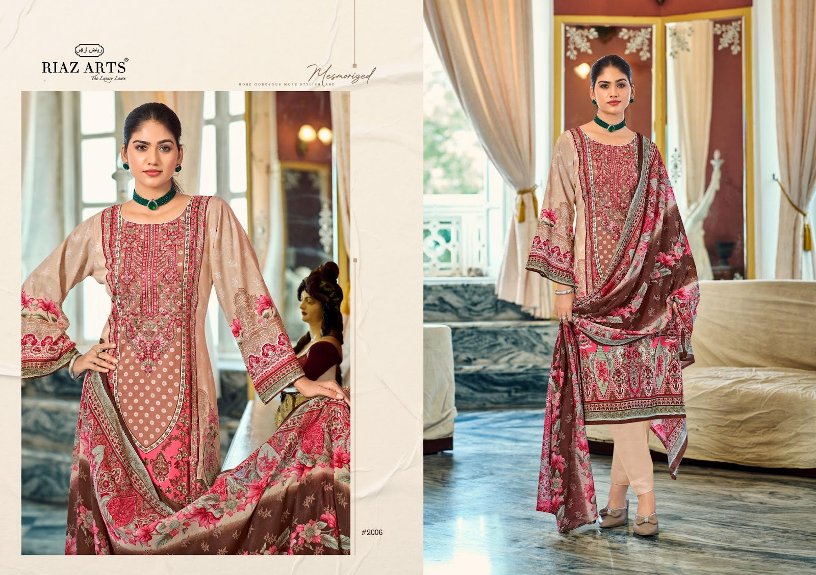 Musafir Vol 38 Riaz Art Cotton Cambric Karachi Salwar Suits Exporter