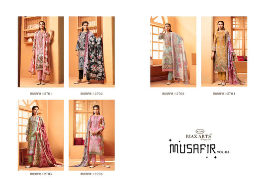 Musafir Vol 3 Riaz Art Cambric Lawn Karachi Salwar Suits