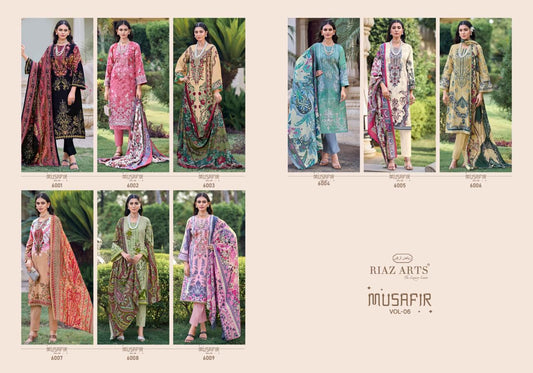Musafir Vol 6 Riaz Art Cambric Lawn Karachi Salwar Suits Wholesale