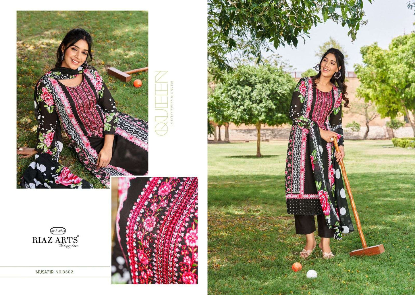 Musafir Vol 8 Riaz Art Cambric Lawn Karachi Salwar Suits Wholesaler India