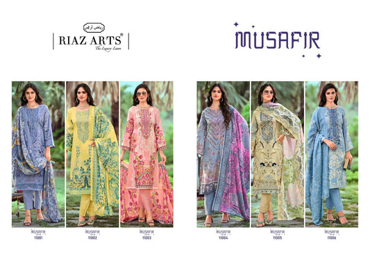 Musafir Vol 9 Riaz Art Pure Lawn Karachi Salwar Suits Manufacturer Ahmedabad