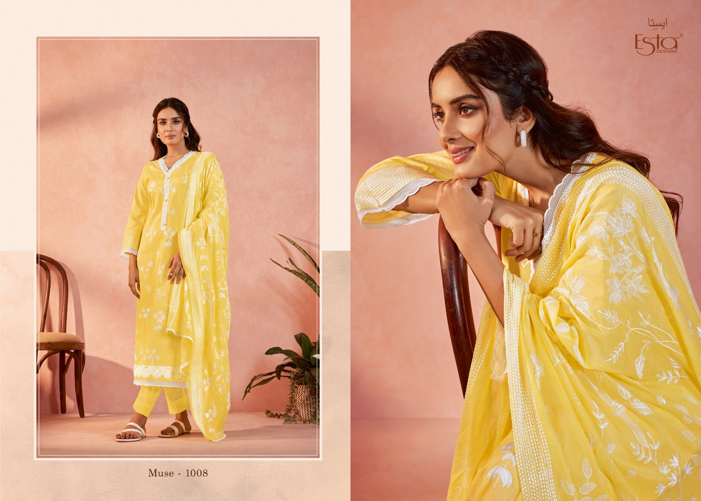 Muse Esta Designs Cotton Lawn Pant Style Suits Manufacturer Ahmedabad