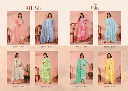Muse Esta Designs Cotton Lawn Pant Style Suits Manufacturer Ahmedabad