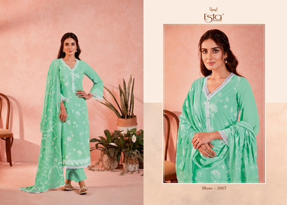 Muse Esta Designs Cotton Lawn Pant Style Suits Manufacturer Ahmedabad