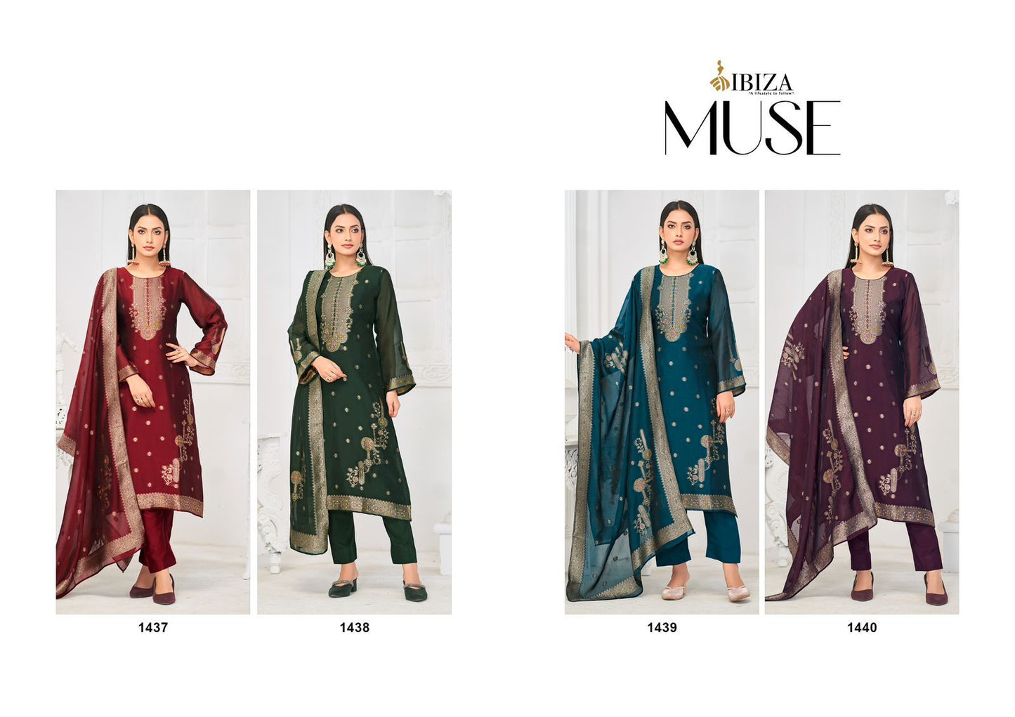 Muse Ibiza Silk Jacquard Pant Style Suits Wholesale