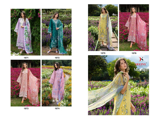 Mushq 2 Lawn Deepsy Cotton Pakistani Patch Work Suits Exporter