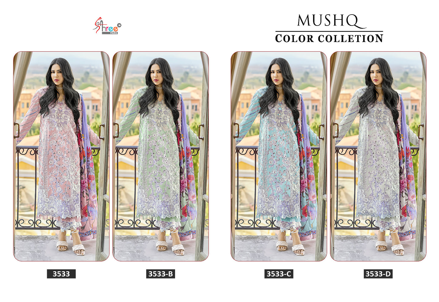 Mushq Color Collection 3533 Shree Fabs Lawn Cotton Pakistani Salwar Suits Supplier Gujarat
