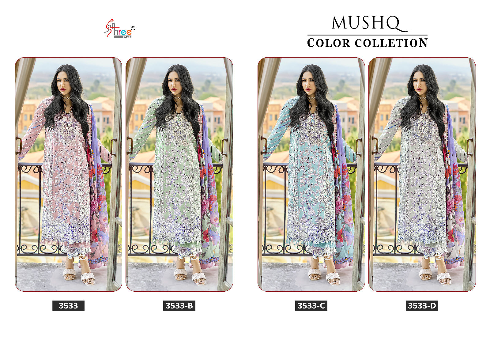Mushq Color Collection 3533 Shree Fabs Lawn Cotton Pakistani Salwar Suits Supplier Gujarat