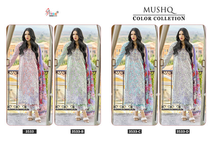 Mushq Color Collection 3533 Shree Fabs Lawn Cotton Pakistani Salwar Suits Supplier Gujarat
