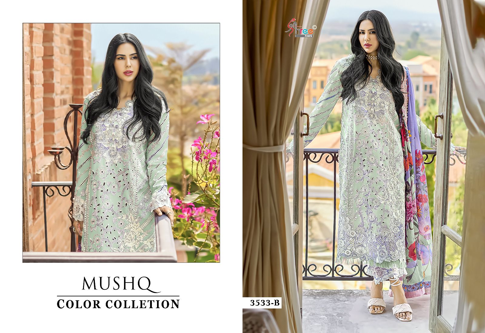 Mushq Color Collection 3533 Shree Fabs Lawn Cotton Pakistani Salwar Suits Supplier Gujarat
