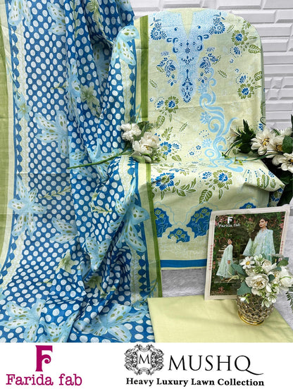 Mushq Farida Fab Lawn Cotton Karachi Salwar Suits Wholesale Rate