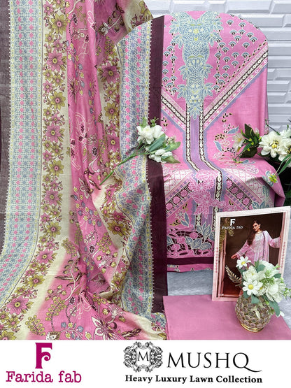 Mushq Farida Fab Lawn Cotton Karachi Salwar Suits Wholesale Rate