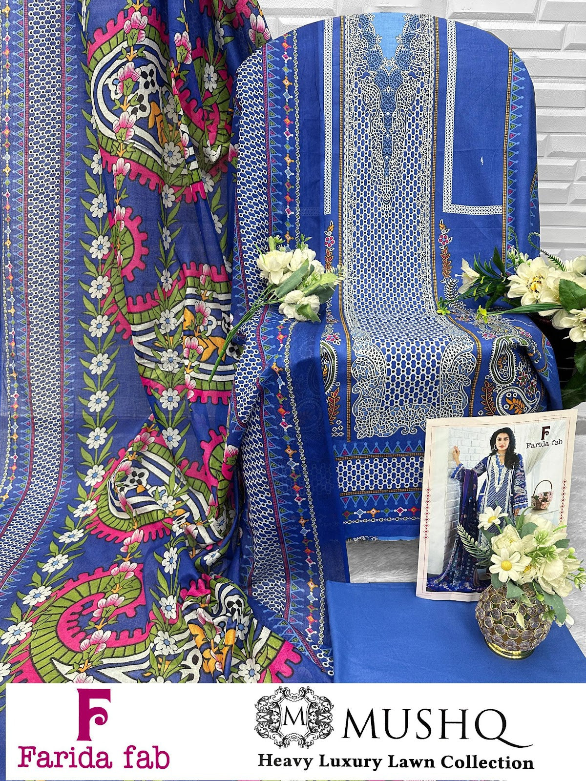 Mushq Farida Fab Lawn Cotton Karachi Salwar Suits Wholesale Rate