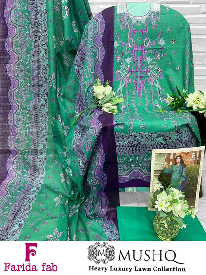 Mushq Farida Fab Lawn Cotton Karachi Salwar Suits Wholesale Rate
