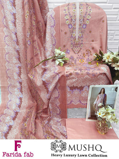 Mushq Farida Fab Lawn Cotton Karachi Salwar Suits Wholesale Rate