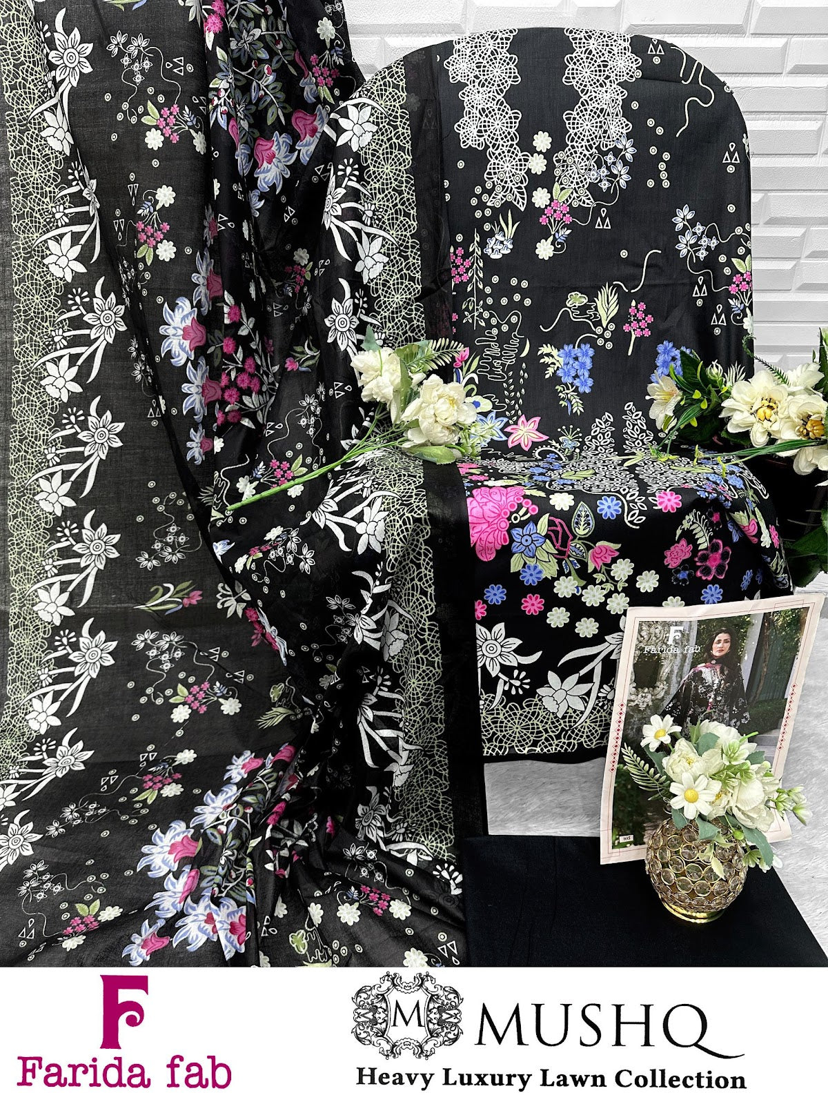 Mushq Farida Fab Lawn Cotton Karachi Salwar Suits Wholesale Rate