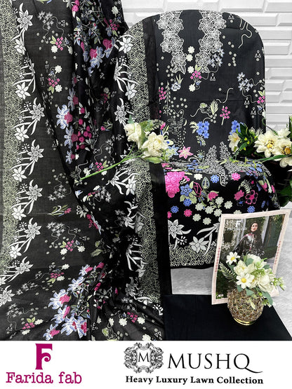 Mushq Farida Fab Lawn Cotton Karachi Salwar Suits Wholesale Rate