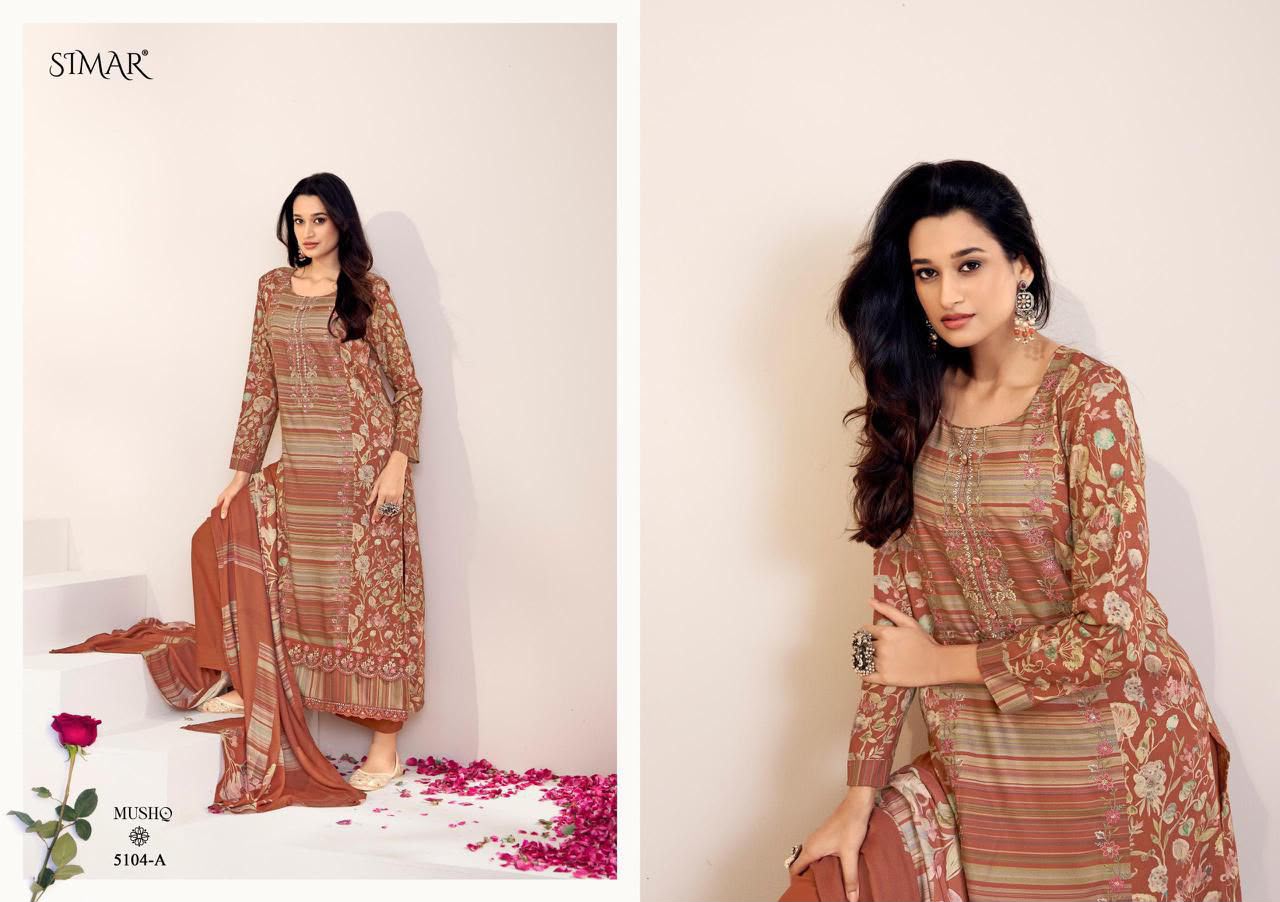 Mushq Organza Simar Viscose Pant Style Suits Wholesale Price