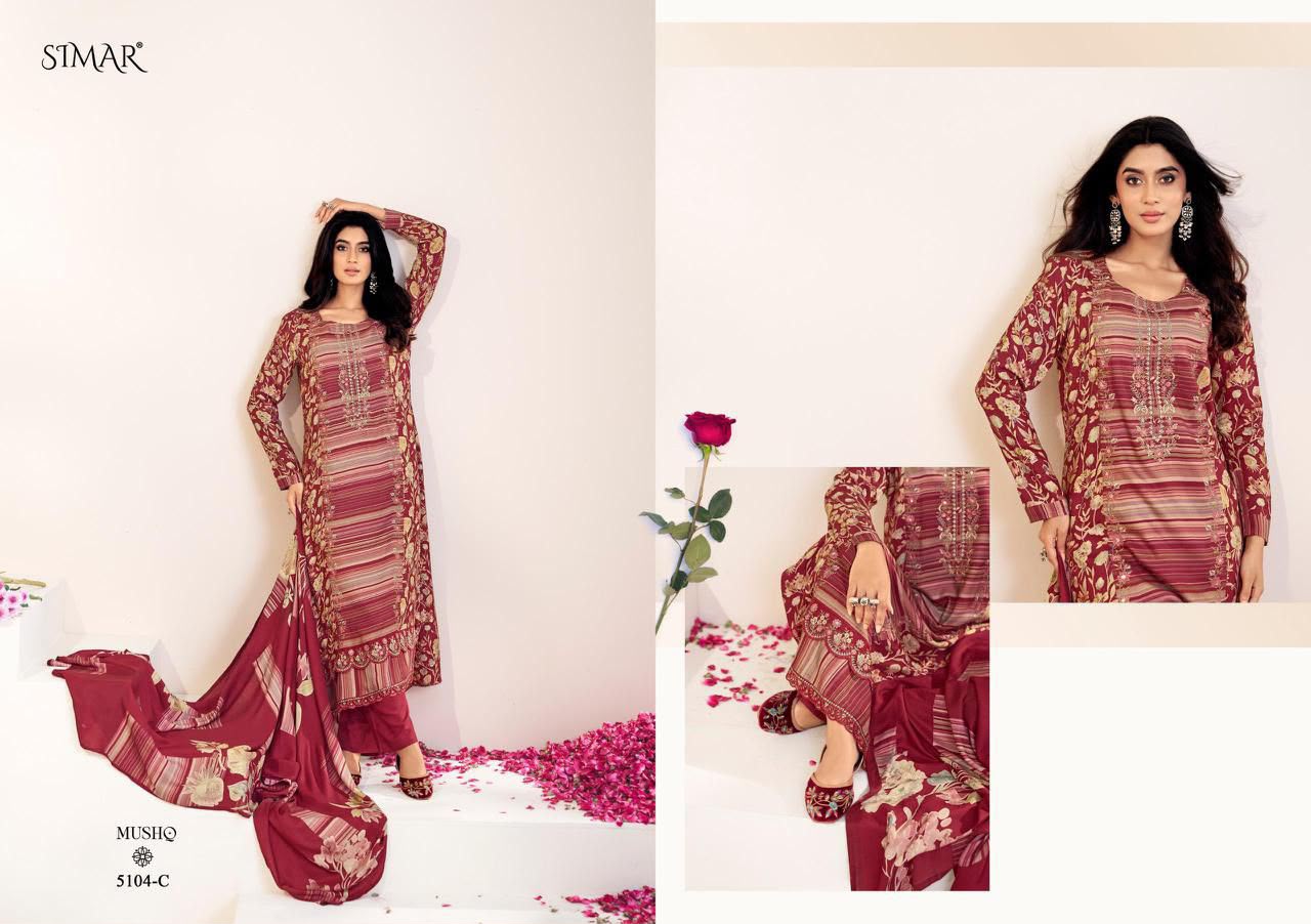 Mushq Organza Simar Viscose Pant Style Suits Wholesale Price
