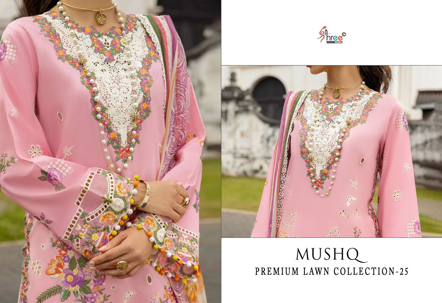 Mushq Premium Lawn Collection 25 Shree Fabs Cotton Pakistani Salwar Suits Manufacturer Ahmedabad