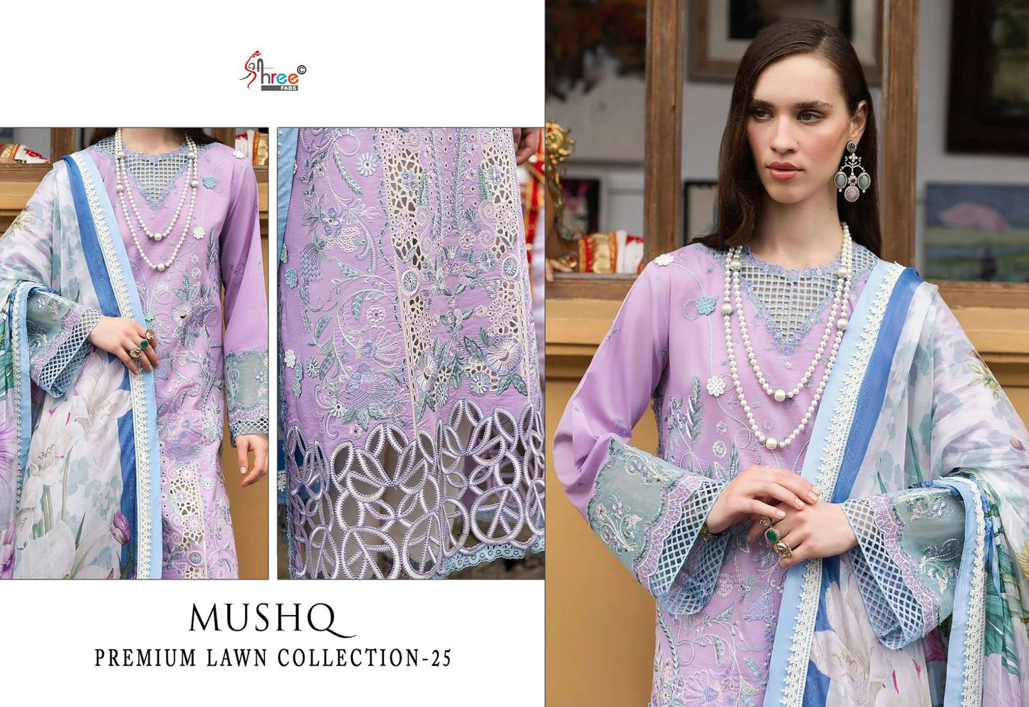 Mushq Premium Lawn Collection 25 Shree Fabs Cotton Pakistani Salwar Suits Manufacturer Ahmedabad
