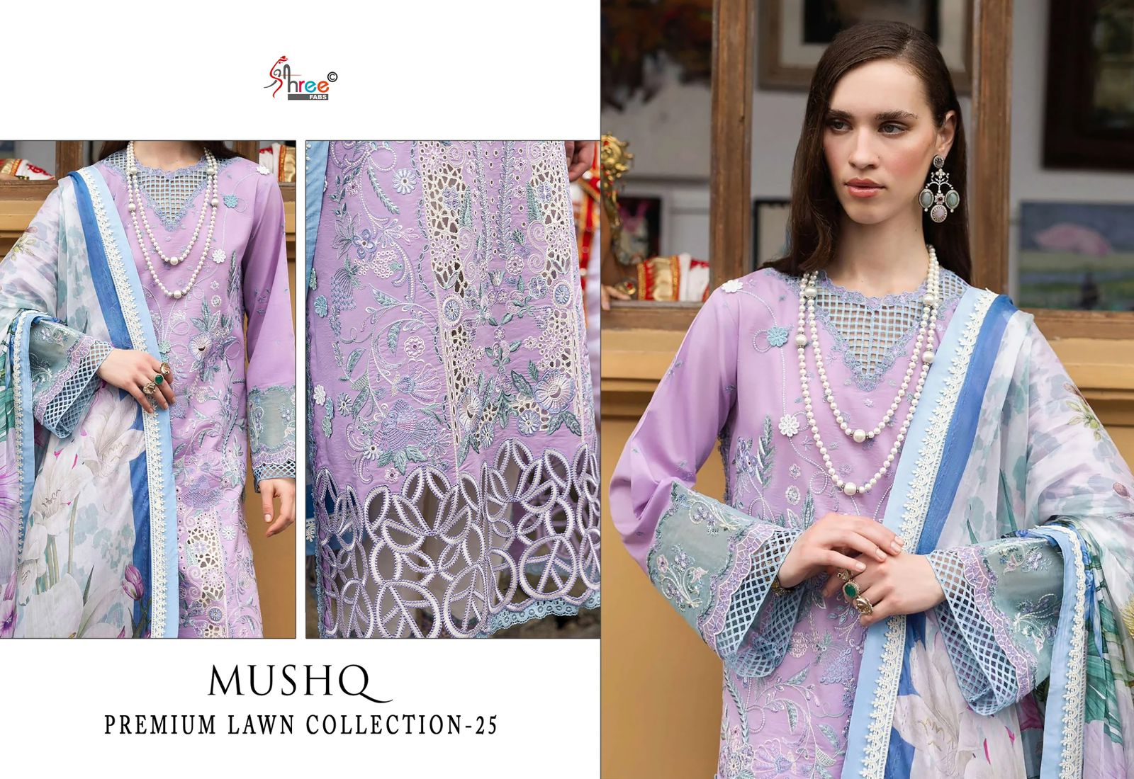 Mushq Premium Lawn Collection 25 Shree Fabs Cotton Pakistani Salwar Suits Manufacturer Ahmedabad