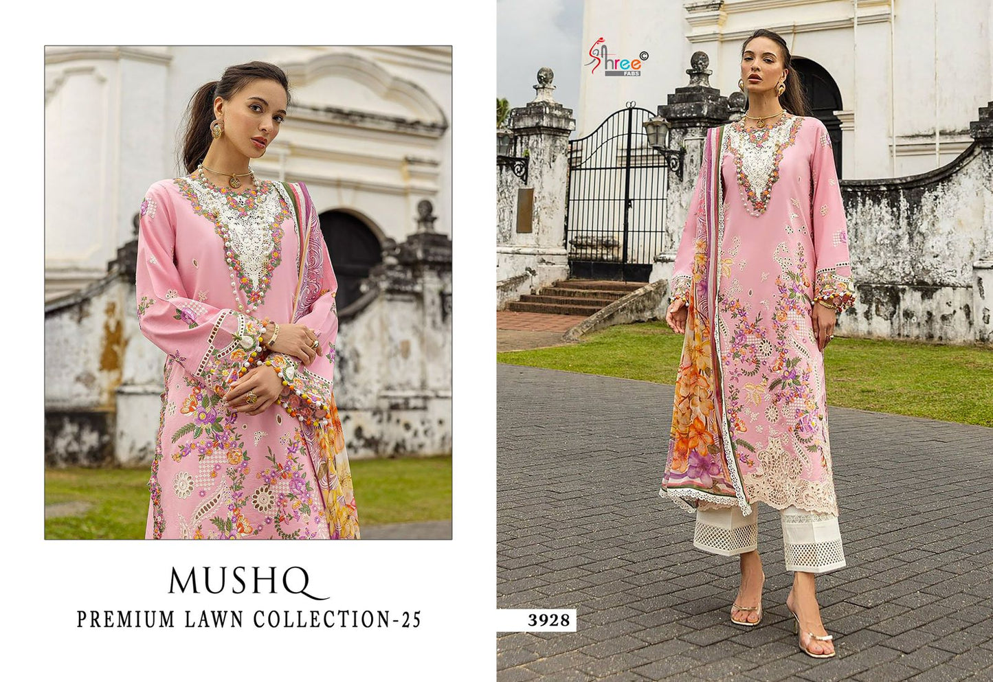 Mushq Premium Lawn Collection 25 Shree Fabs Cotton Pakistani Salwar Suits Manufacturer Ahmedabad